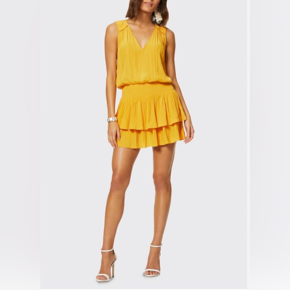 Ramy Brook Caitlin Sleeveless V-Neck Mini Dress in Yellow Size Small